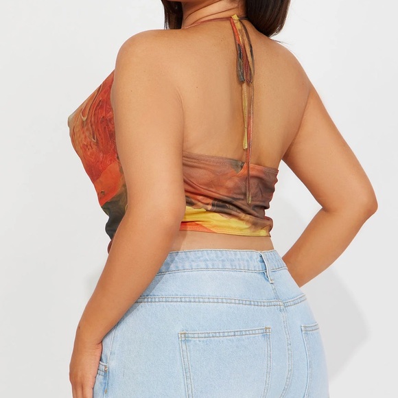 Fashion Nova Orange/Combo Mesh Halter Top 🧡 - Picture 8 of 8